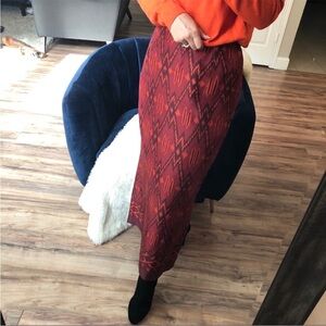 Vintage Jones New York Red and Orange Silk Skirt